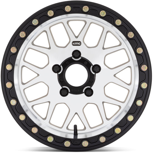 (Set of 4) Staggered-KMC KS235 Grenade Beadlock 15" 4x137 Machined Wheels Rims