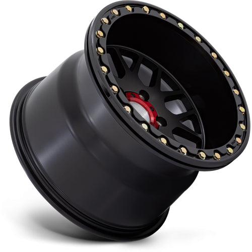 (Set of 4) KMC KS235 Grenade Beadlock 14x7 4x137 +10mm Satin Black Wheels Rims
