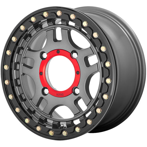 (Set of 4) KMC UTV KS240 Recon Beadlock 15x7 4x156 +38mm Gunmetal Wheels Rims