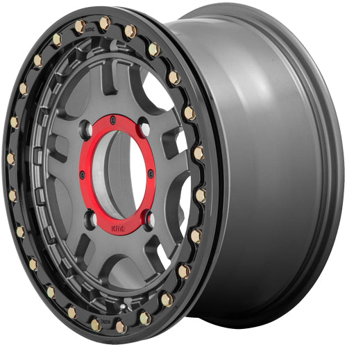(Set of 4) KMC UTV KS240 Recon Beadlock 15x7 4x156 +38mm Gunmetal Wheels Rims