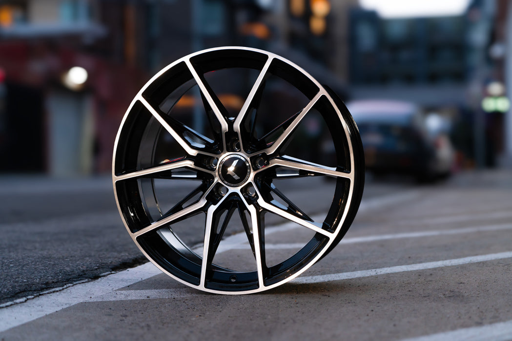 (Set of 4) Kraze KR196 Evolve 22x9 5x112 +35mm Black/Machined Wheels Rims