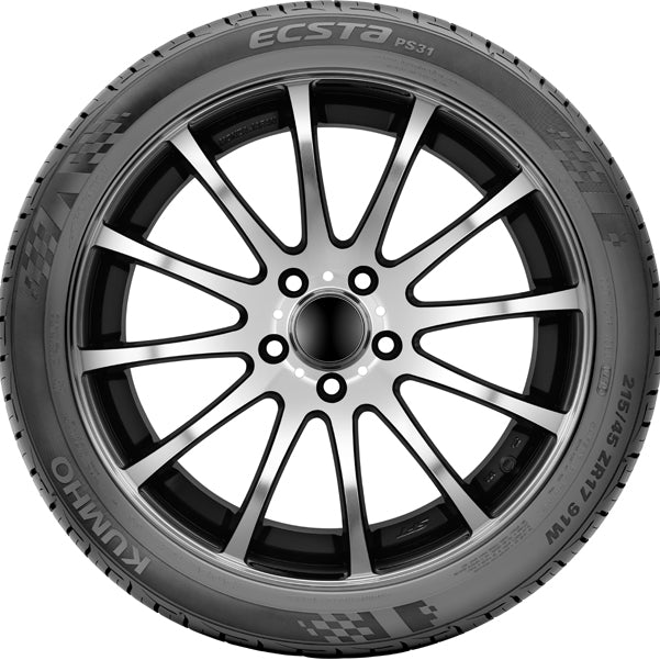(QTY 4) 225/55ZR17 Kumho Ecsta PS31 101W XL Black Wall Tires