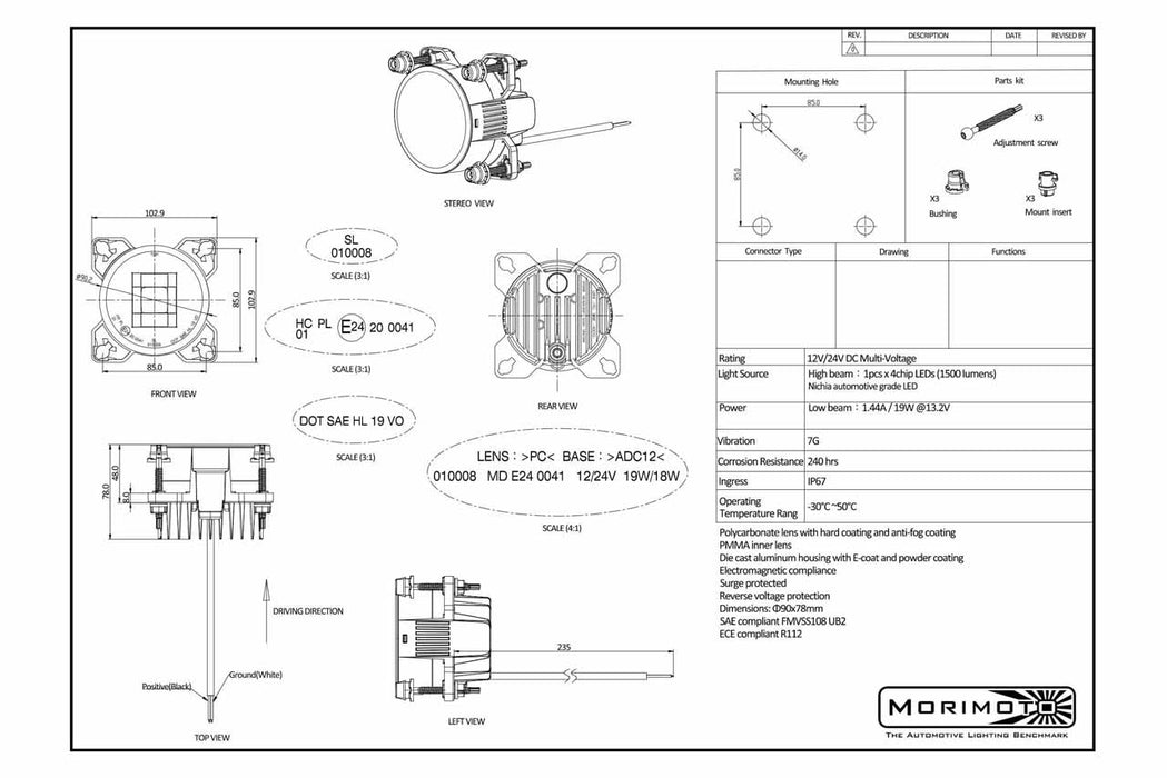Morimoto Sealed3 90MM Low Beam Headlights