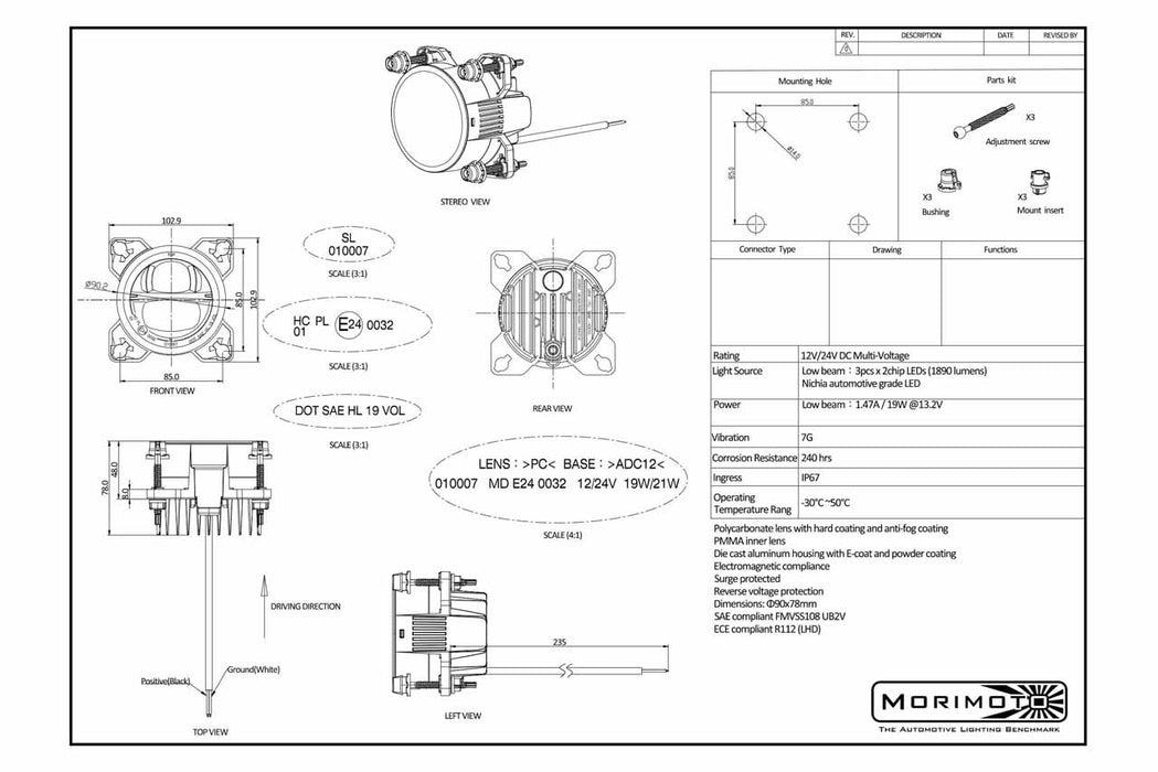 Morimoto Sealed3 90MM Low Beam Headlights