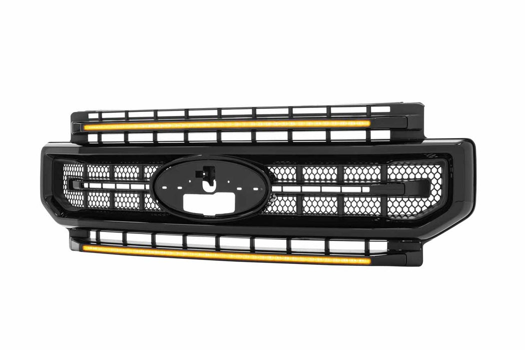 Morimoto XBG LED Amber DRL Grille Gloss Black For 2020-2022 Ford Super Duty