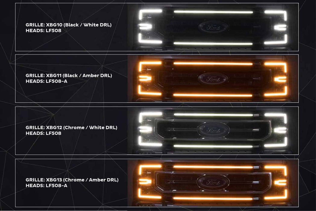 Morimoto XBG LED Amber DRL Grille Gloss Black For 2020-2022 Ford Super Duty