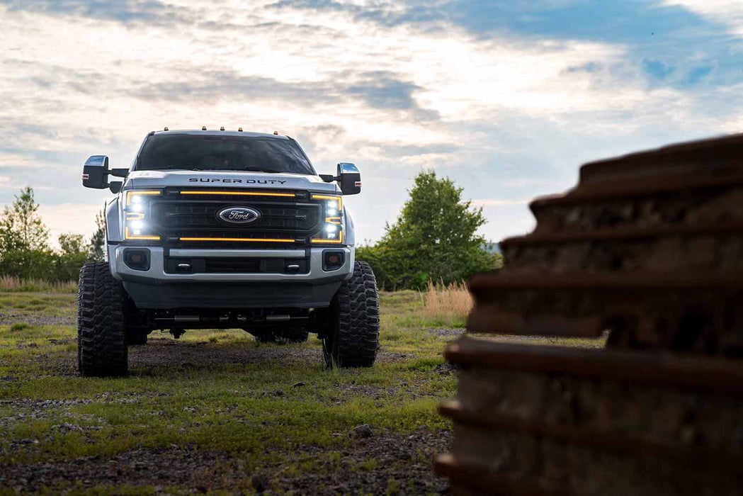 Morimoto XBG LED Amber DRL Grille Gloss Black For 2020-2022 Ford Super Duty