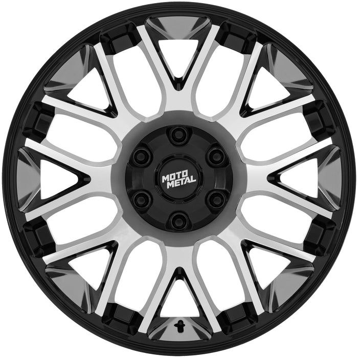 (Set of 4) Moto Metal MO816 Overlook 20x9 8x6.5" +1mm Black/Machined Wheels Rims