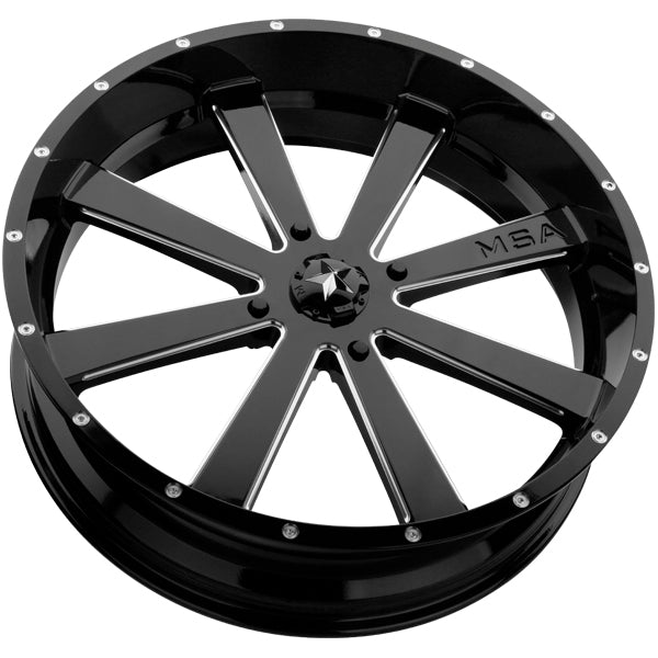 (Set of 5) MSA Offroad M34 Flash 18x7 4x156 +0mm Black/Milled Wheels Rims
