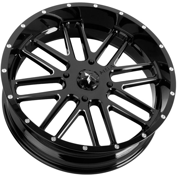 (Set of 5) MSA Offroad M35 Bandit 20x7 4x137 +0mm Black/Milled Wheels Rims