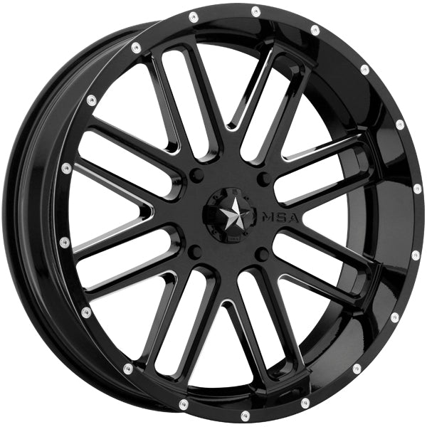 MSA M35 Bandit 18x7 4x137 +0mm Black/Milled Wheel Rim 18" Inch
