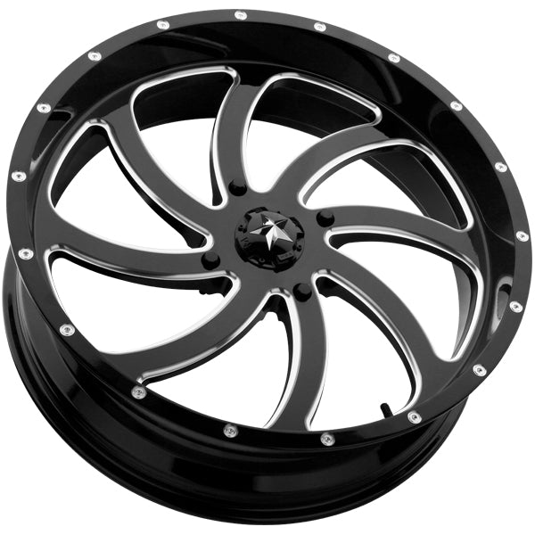 (Set of 5) MSA Offroad M36 Switch 22x7 4x137 +0mm Black/Milled Wheels Rims