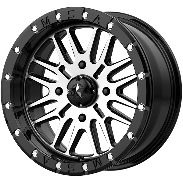 (Set of 5) MSA M37 Brute Beadlock 18x7 4x137 +10mm Black/Machined Wheels Rims