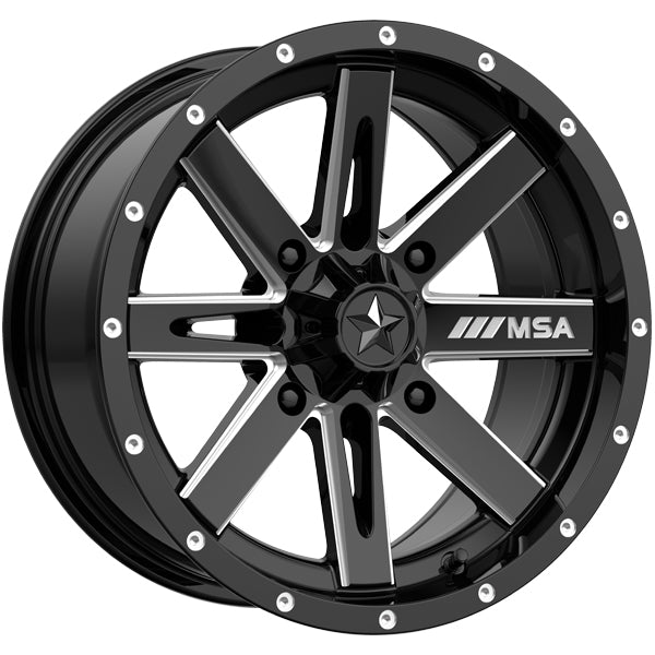 MSA M41 Boxer 14x7 4x137 +10mm Black/Milled Wheel Rim 14" Inch
