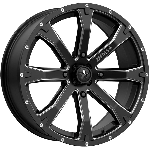 (Set of 5) MSA Offroad M42 Bounty 18x7 4x137 +10mm Black/Milled Wheels Rims