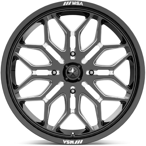 (Set of 5) MSA Offroad M47 Sniper 18x7 4x137 +10mm Black/Milled Wheels Rims