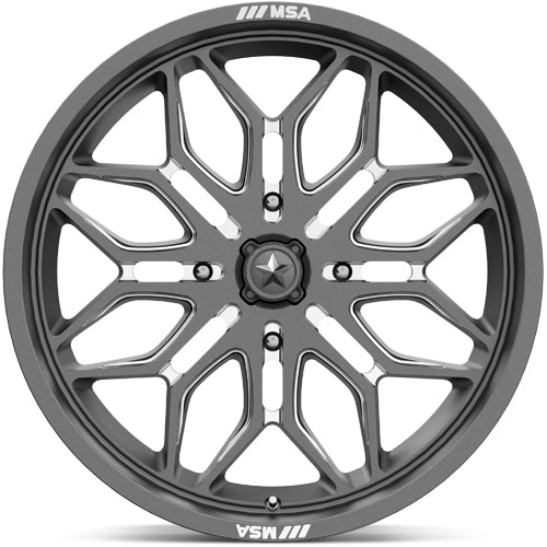 (Set of 5) MSA Offroad M47 Sniper 22x7 4x137 +10mm Gunmetal Wheels Rims 22" Inch