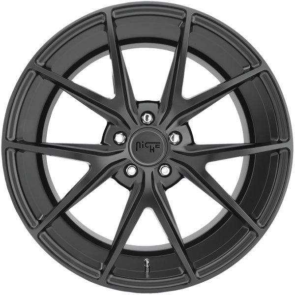 (Set of 4) Staggered-Niche M117 Misano 19" 5x112 34mm Satin Black Wheels Rims