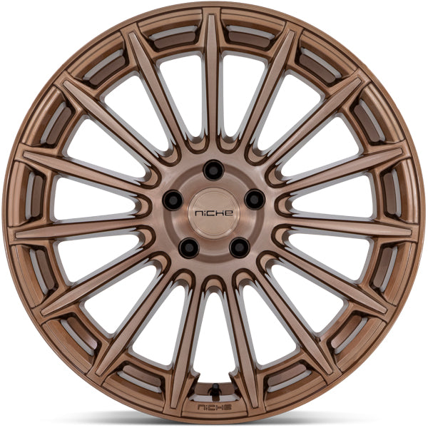 (Set of 4) Staggered-Niche M275 Amalfi 20" 5x120 18mm Bronze Wheels Rims