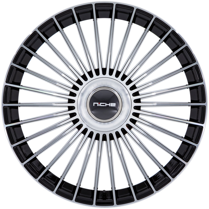 Staggered-Niche Serene 22x9,22x10.5 5x108/5x4.5" 38mm Black/Machined Wheels Rims