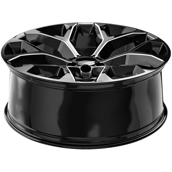 (Set of 4) Replica G-09 Snowflake 22x9 6x5.5" +24mm Black/Milled Wheels Rims