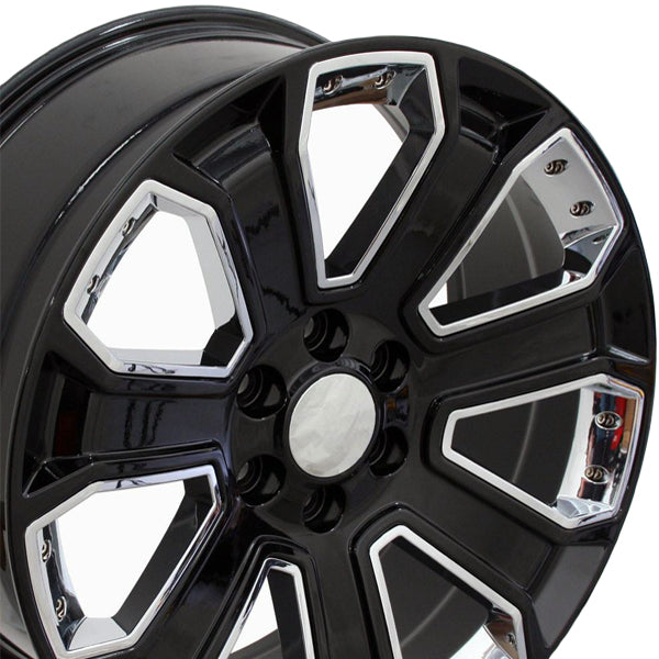 OE Wheels CV93B 22x9 6x5.5" +24mm Black/Chrome Wheel Rim 22" Inch