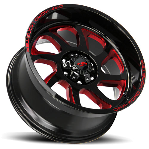 Off-Road Monster M22 20x10 5x5" -19mm Black/Red Wheel Rim 20" Inch