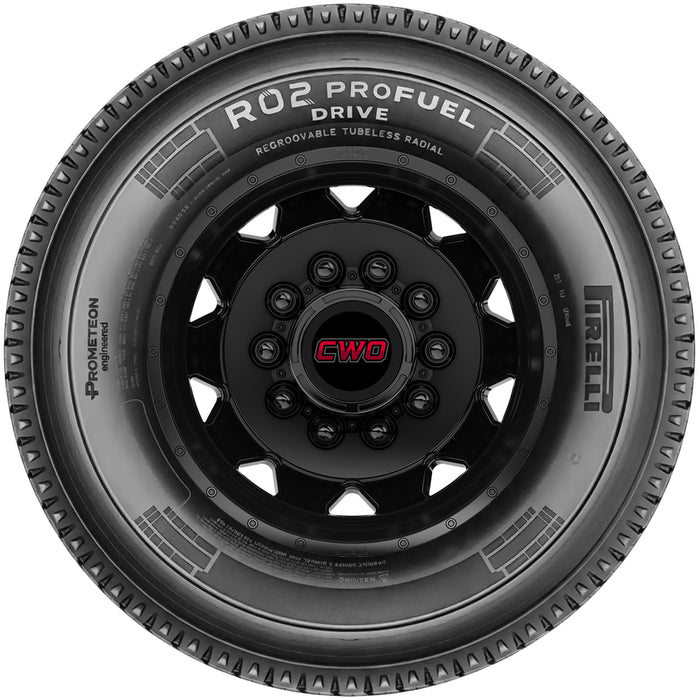 (QTY 2) 225/70R19.5 Pirelli R02 Pro Fuel Drive 128/126N LRG Black Wall Tires