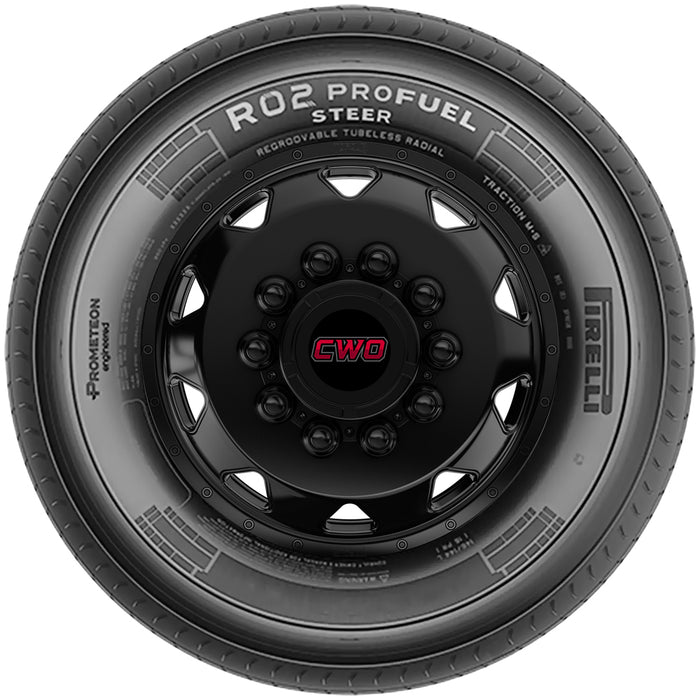 (QTY 2) 225/70R19.5 Pirelli R02 Pro Fuel Steer 128/126 LRG Black Wall Tires