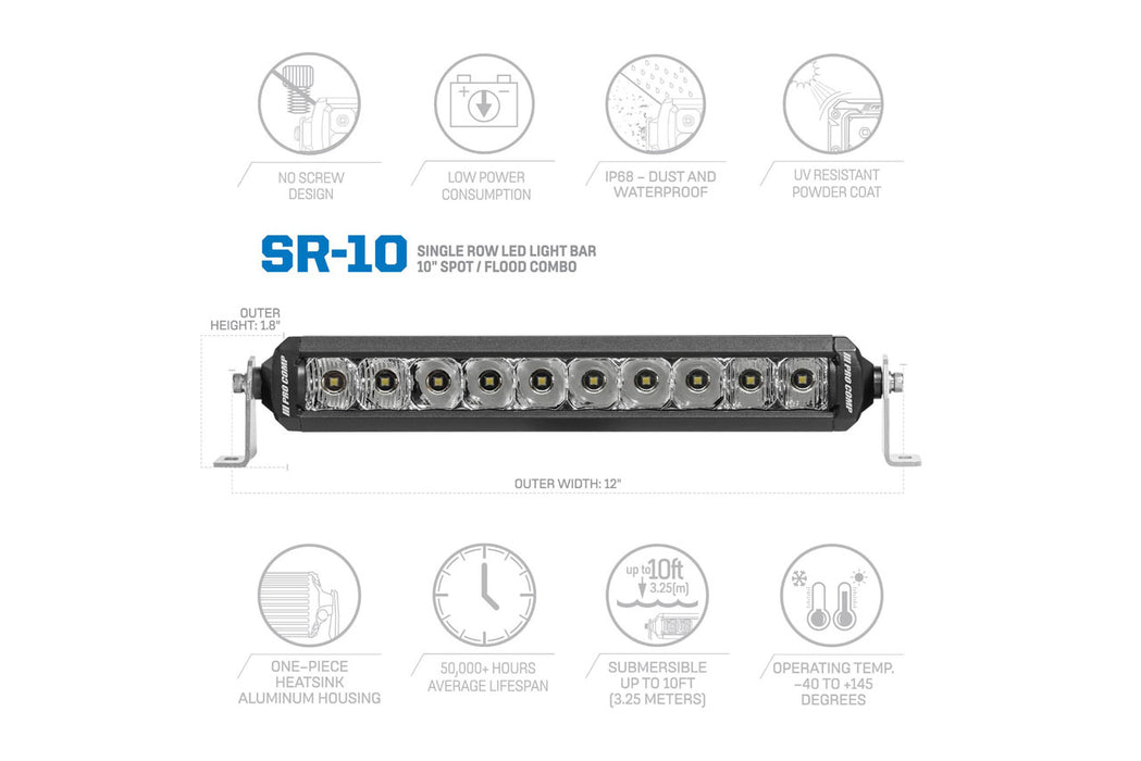 Pro Comp Single Row 10 Inch LED Light Bars EXP75110