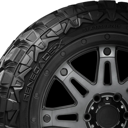 (QTY 5) 37x12.50R20LT Radar Renegade X 128Q LRF Black Wall Tires