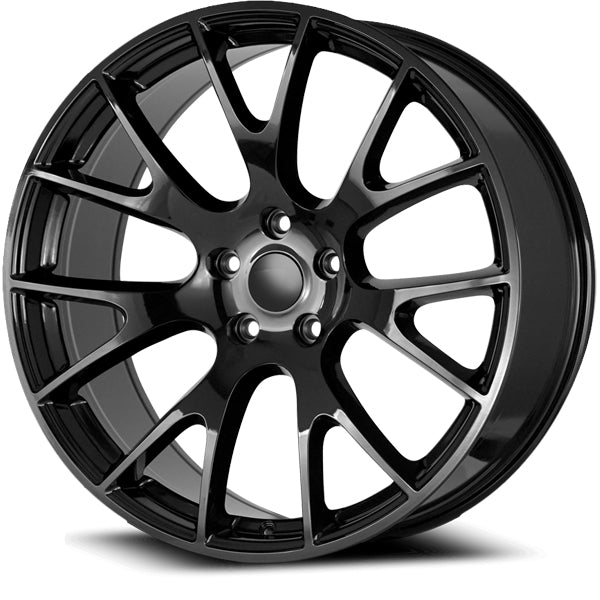 Eclipse Replicas 218 Hellcat 20x9 5x115 +15mm Gloss Black Wheel Rim 20" Inch