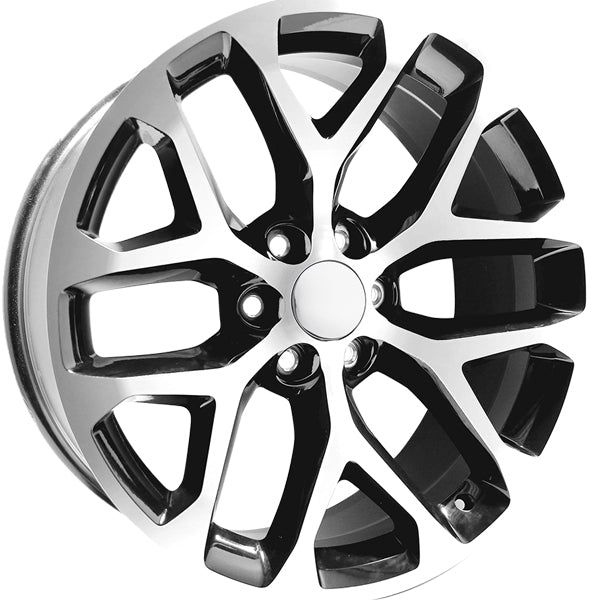 Replica PR177 Snowflake 26x10 6x5.5" +24mm Black/Machined Wheel Rim 26" Inch