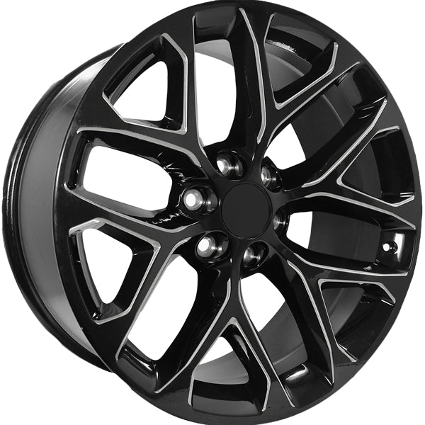 Replica PR177 Snowflake 26x10 6x5.5" +24mm Black/Milled Wheel Rim 26" Inch