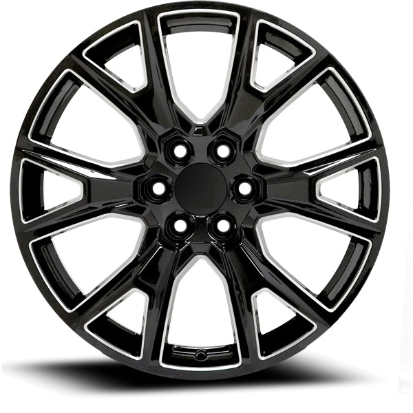 Replica PR199 Y-Spoke 22x9 6x5.5" +28mm Black/Milled Wheel Rim 22" Inch