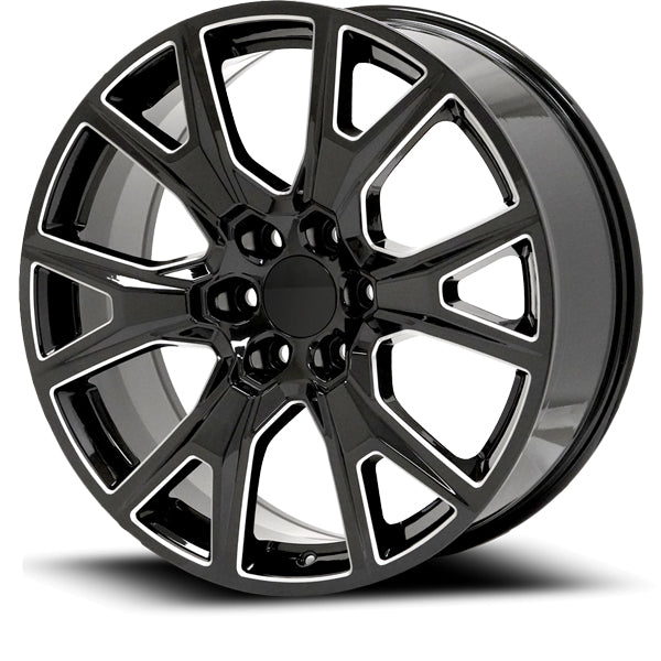 (Set of 4) Replica PR199 Y-Spoke 26x10 6x5.5" +31mm Black/Milled Wheels Rims