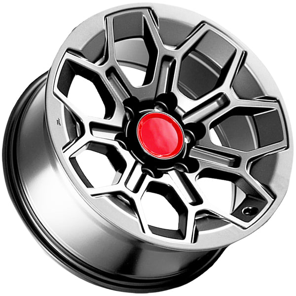(Set of 5) OE Concepts TRD8 17x8 6x5.5" +5mm Gunmetal Wheels Rims 17" Inch