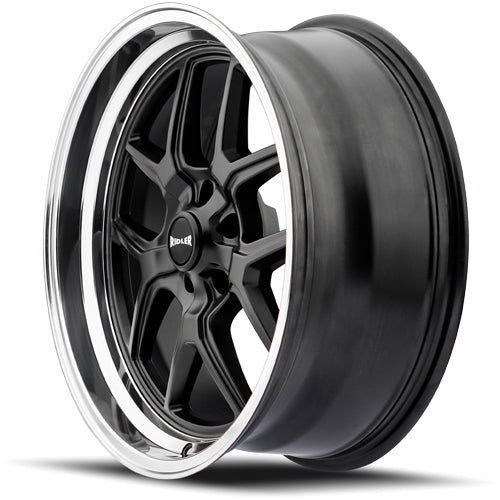(Set of 4) Staggered-Ridler 610 20x8.5,20x10 5x4.5" 0mm Matte Black Wheels Rims