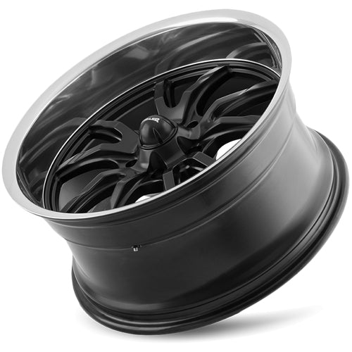 (Set of 4) Staggered Ridler 650 18x8,18x9.5 5x4.75" +0mm Black Wheels Rims
