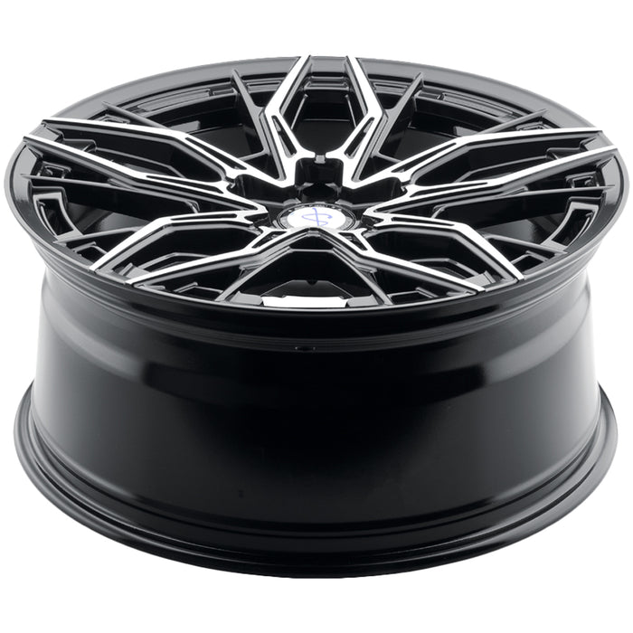 (Set of 4) Sapphire SX07 20x9 5x112 +35mm Black/Machined Wheels Rims