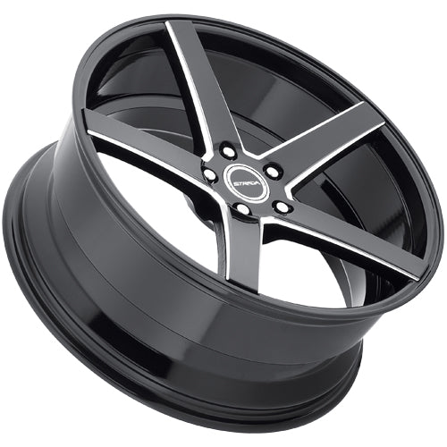 (4) Strada S35 Perfetto 20x8.5 5x4.5" +35mm Black/Milled Wheels Rims 20" Inch
