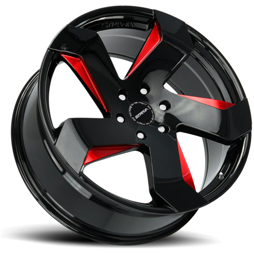 Strada S65 Coltello 24x10 5x115 +15mm Black/Red Wheel Rim 24" Inch