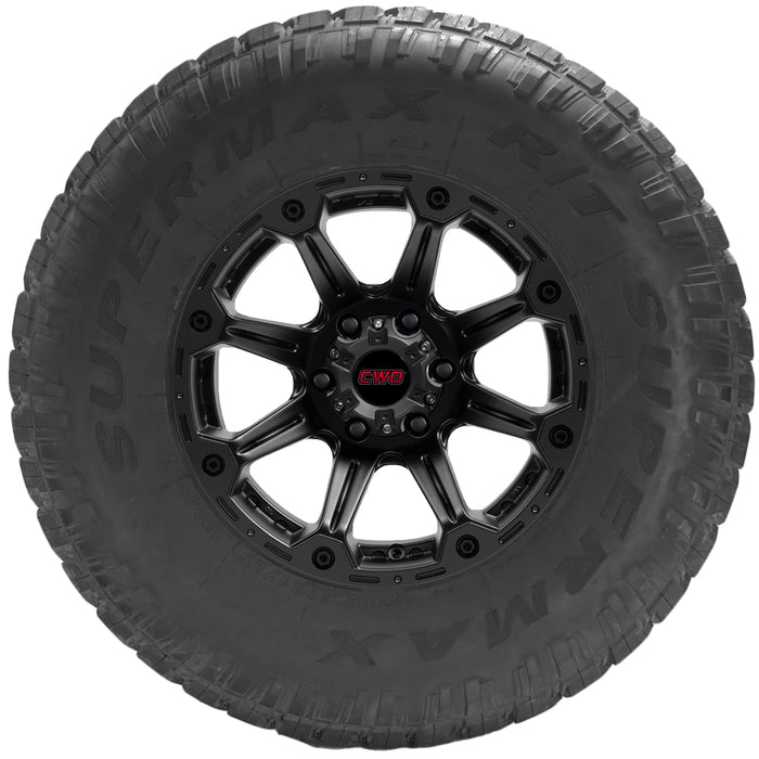 (QTY 4) 33x12.50R18LT Supermax RT1 118Q LRE Black Wall Tires