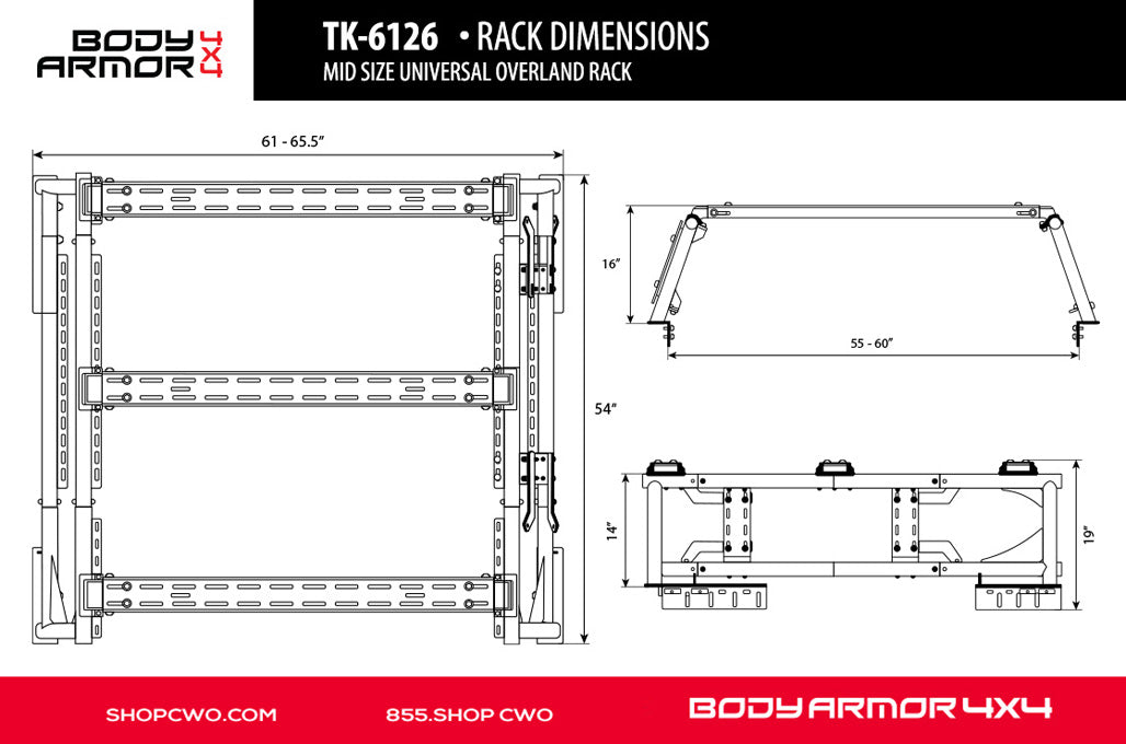 Body Armor 4x4 Overland Rack w/Sky Ridge Pike 2-Person Tent w/Annex Room & 270 Awning(Left Side TK-6126-20015-20010-2023