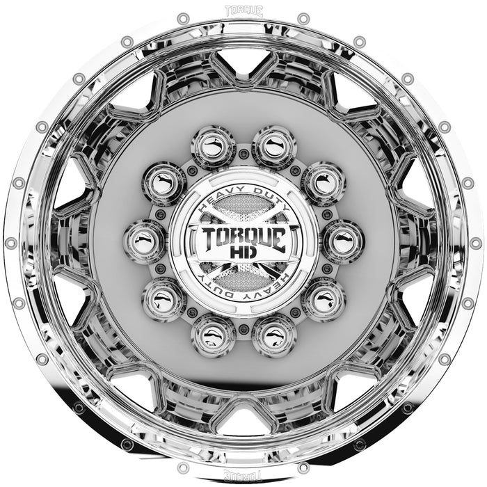Set of 4-19.5" Inch Torque HD TW643F Haulin Dually 10x225 Polished Wheels Rims