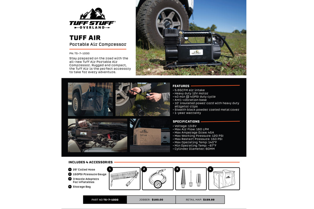 Tuff Stuff Tuff Air 160L Universal Compressor With Hose And Storage Bag
