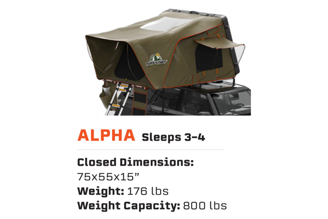 Tuff Stuff Overland Alpha Hard Top Side Open Tent, Gray, 4 Person