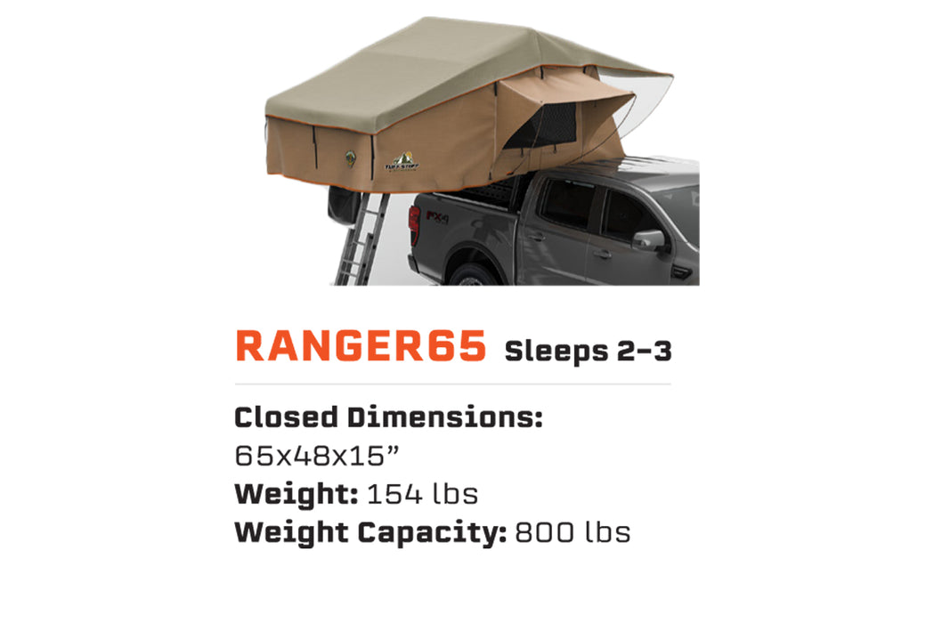 Tuff Stuff Overland Ranger Roof Top Tent, 3 Person, 65"