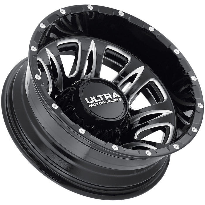 Set of 4-17" Inch Ultra Predator Dually 8x200 Black/Milled Wheels Rims