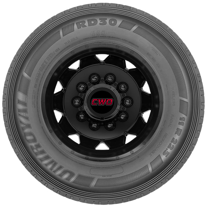 (QTY 2) 225/70R19.5 Uniroyal RD30 128/126N LRG Black Wall Tires